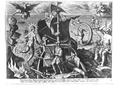 Fernando de Magallanes (c.1480-1521) a bordo de su carabela, 1522 de Jan van der Straet